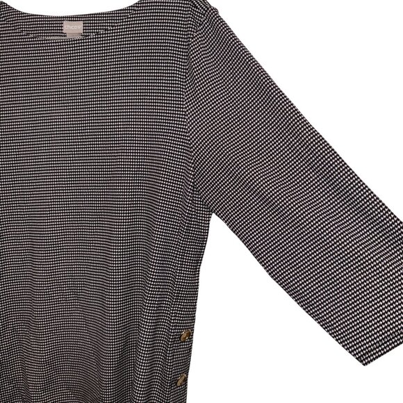 Chicos Womens Black & White Houndstooth Top W/ Gold Button Detail US Size L - Picture 4 of 6